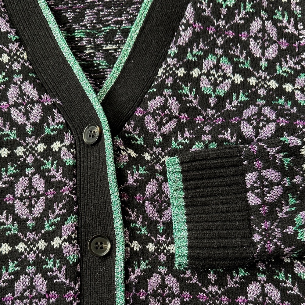 Maje Floral Knit Cardigan size 3 - Picture 3 of 5